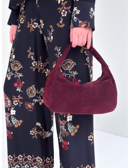 Rose Bordeaux suede bag