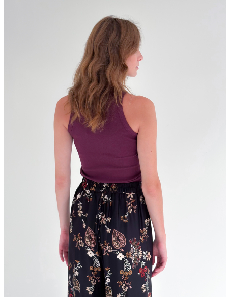 Tank Top in cotone elasticizzato a coste