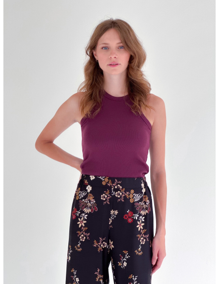 Tank Top in cotone elasticizzato a coste