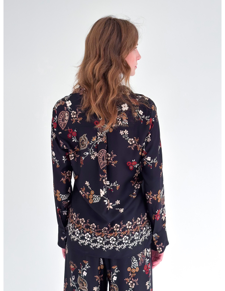 Camicia Floreale in raso di viscosa