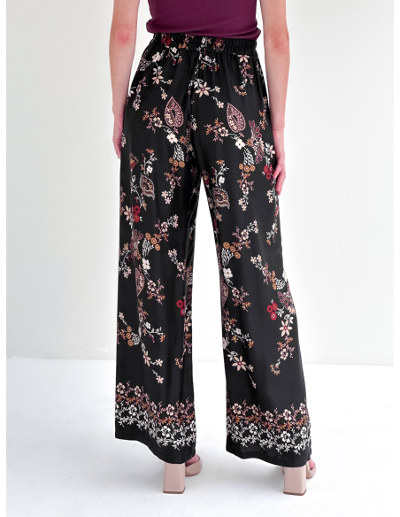 Floral trousers in satin viscose