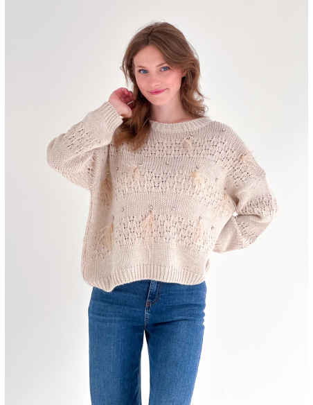 Maglione Traforato con Applicazioni