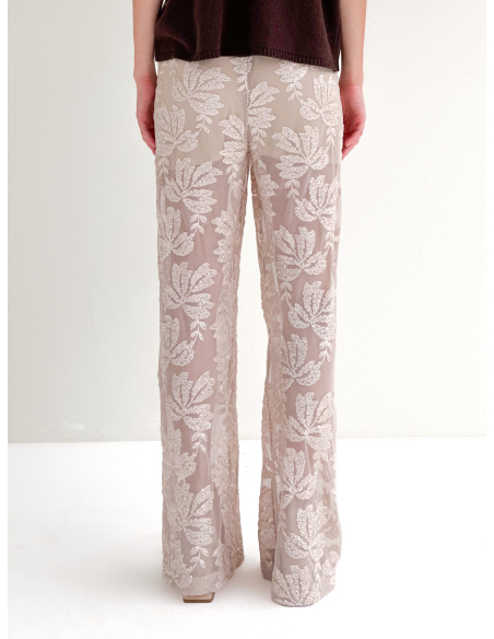 Pantalone con ricamo in paillettes