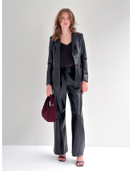 Single-breasted in Eco leather stretch Jacket