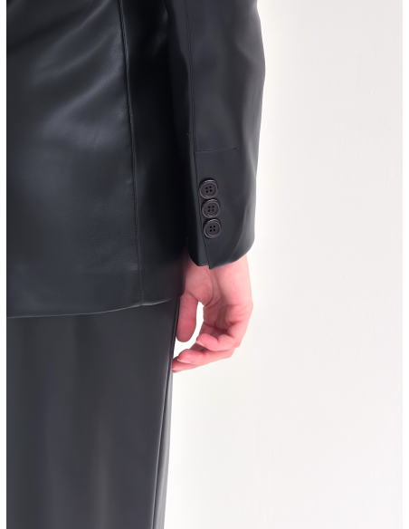 Single-breasted in Eco leather stretch Jacket