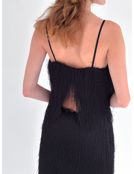 Crop top con piume a schiena aperta