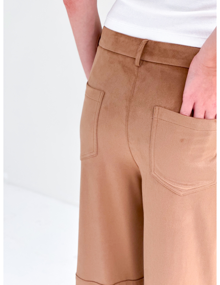 Palazzo Pants in stretch eco suede leather