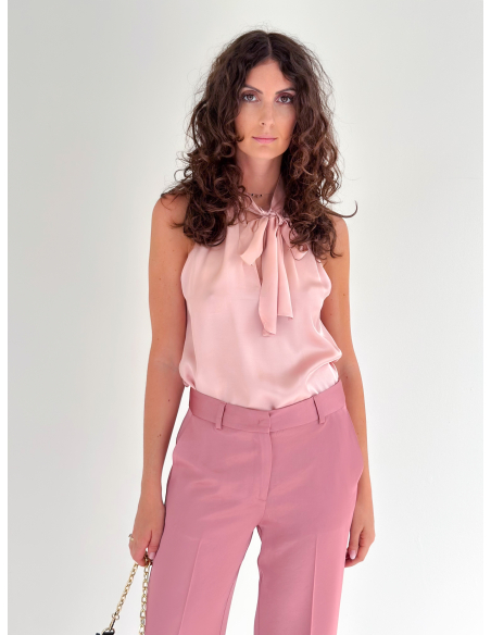 Blusa in raso di viscosa con fiocco