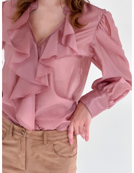 Blusa in viscosa di eucalipto con Rouches