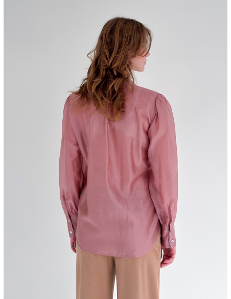 Blusa in viscosa di eucalipto con Rouches