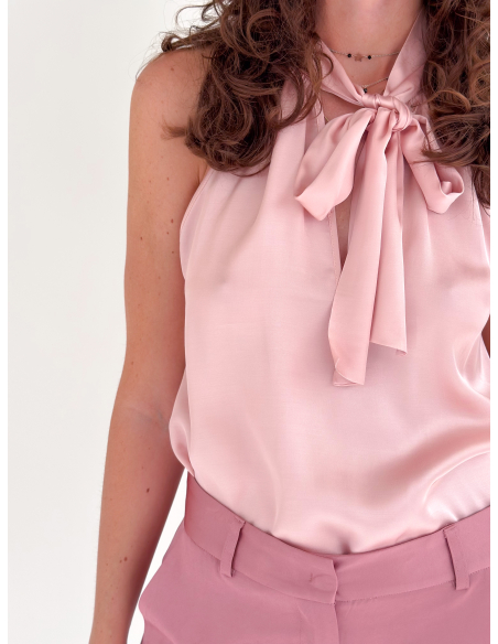 Blusa in raso di viscosa con fiocco