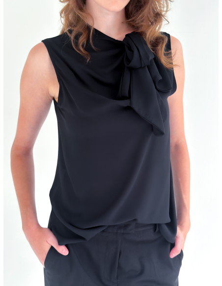 Sleeveless Top with Bow