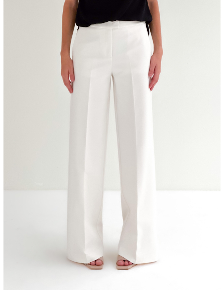 Punto milano stretch palazzo viscose trousers