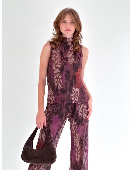 Lurex & viscose Jacquard Foliage Top