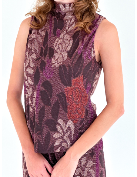 Lurex & viscose Jacquard Foliage Top