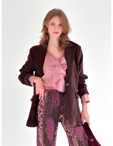 Blusa in viscosa di eucalipto con Rouches