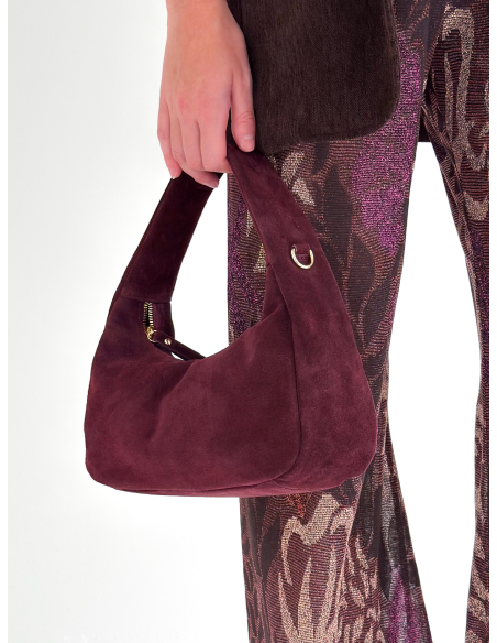 Rose Bordeaux suede bag
