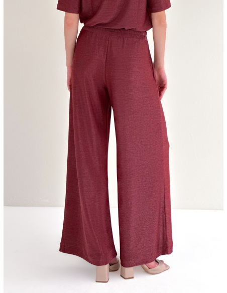 stretch laminated-effect trousers