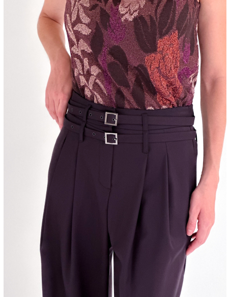 Pantalone palazzo con doppio cinturino