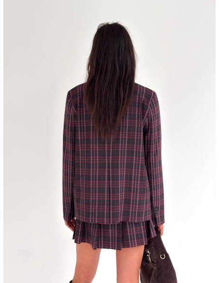 Checked Double-Breasted Blazer