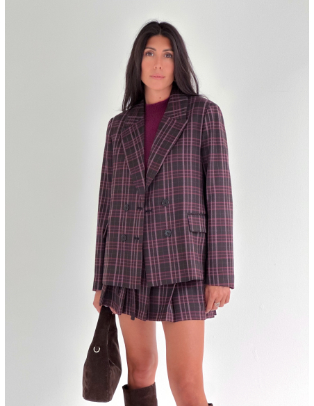 Checked Double-Breasted Blazer