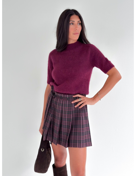 Pleated Checked Mini Skirt