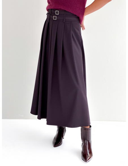 Maxi Skirt with Double Buckle Detail