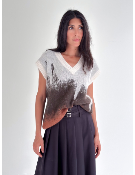 Faded Jacquard Knit Vest