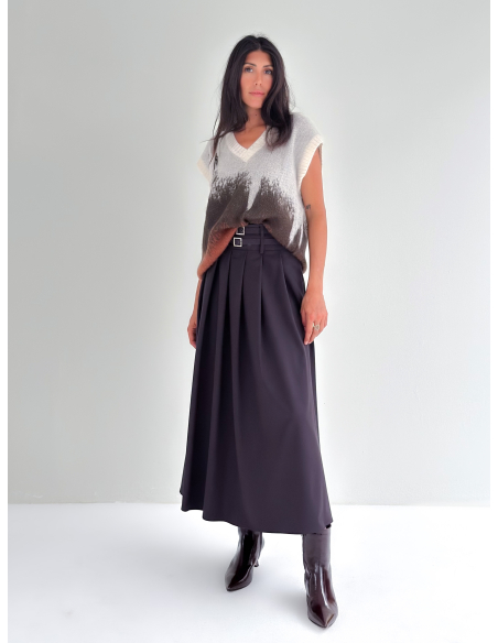 Maxi Skirt with Double Buckle Detail