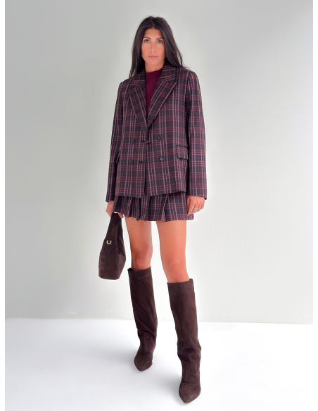 Checked Double-Breasted Blazer