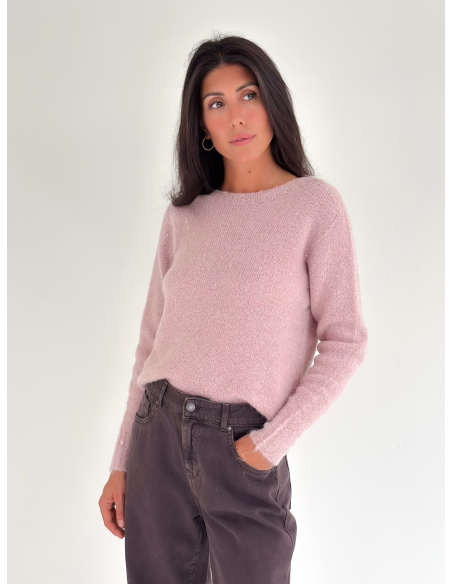 Maglione girocollo con paillettes applicate