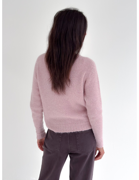 Crew-neck sweater embellished with sequins