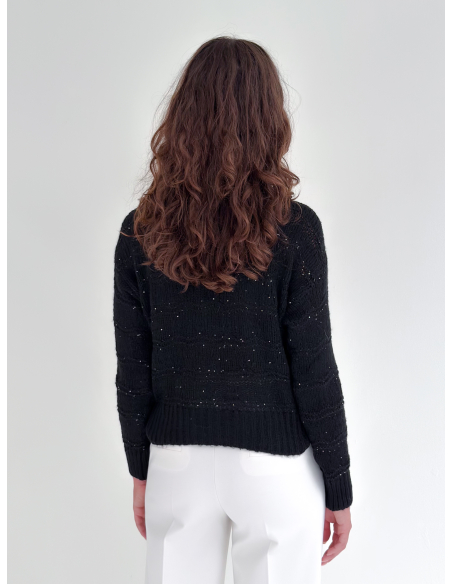 Maglione Girocollo con paillettes applicate
