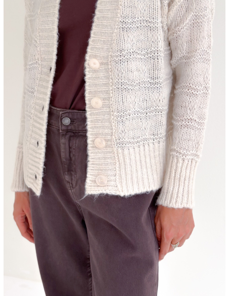 Cardigan with applied sequins