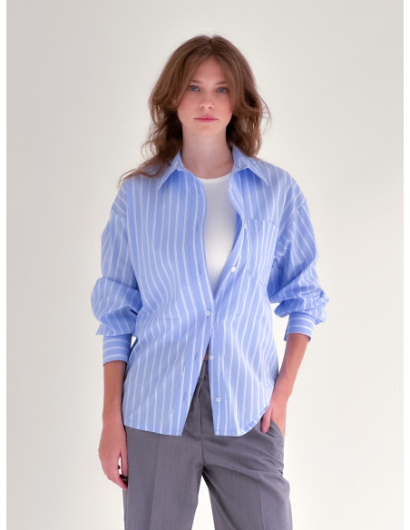 Striped cotton poplin shirt