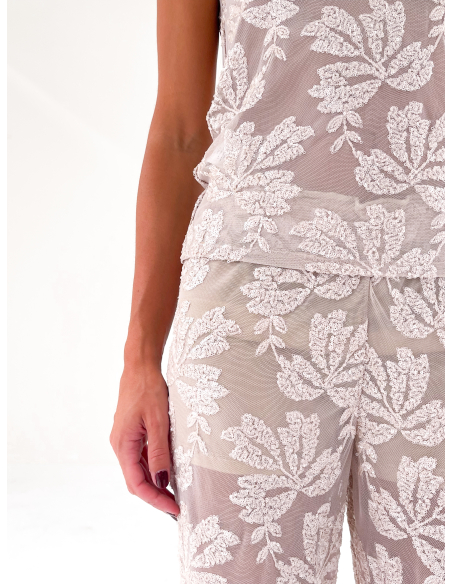 Top con ricamo in paillettes