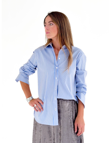 Striped shirt in a cotton and viscose blend