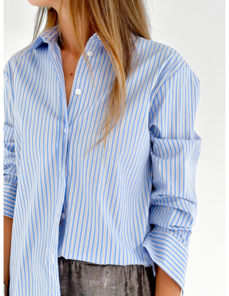 Camicia a righe in misto cotone e viscosa