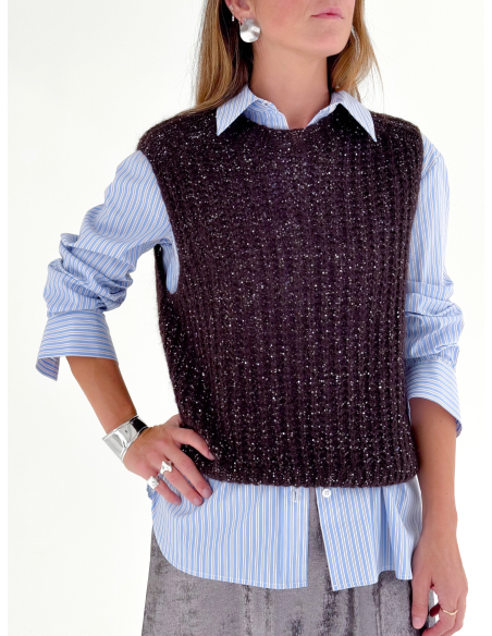 Striped shirt in a cotton and viscose blend