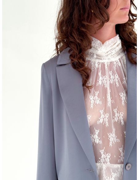 Satin Blazer With Belt