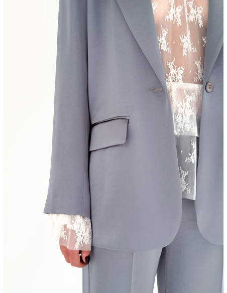 Satin Blazer With Belt