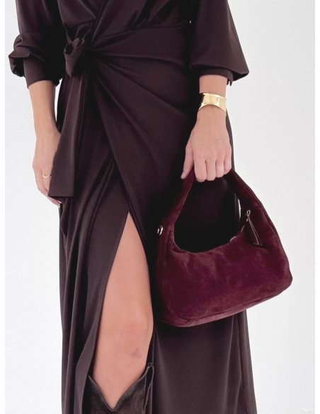 Rose Bordeaux suede bag