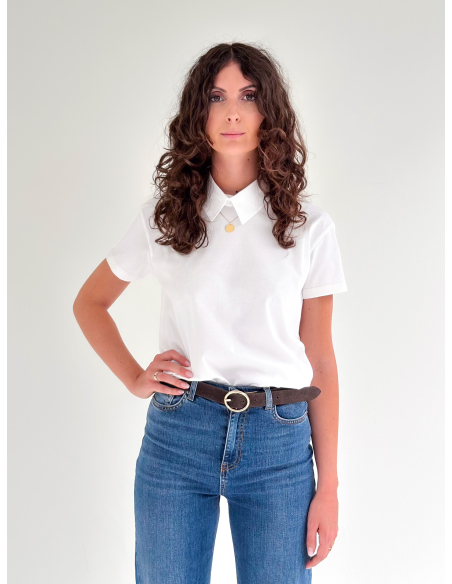 T-shirt con colletto a Camicia