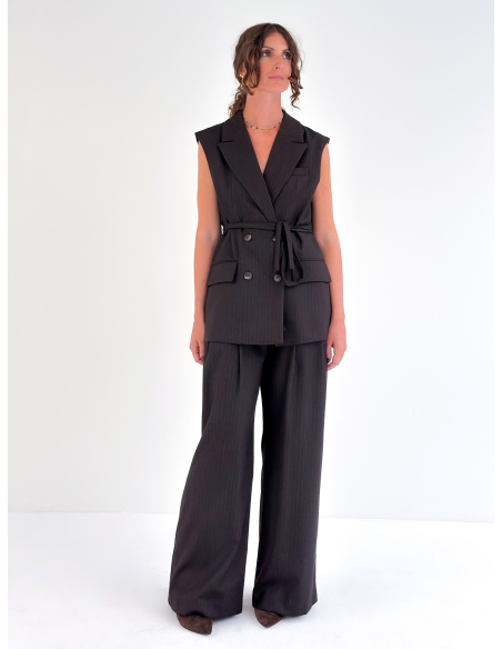 Pinstripe palazzo trousers with pleats