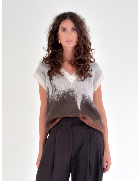 Faded Jacquard Knit Vest