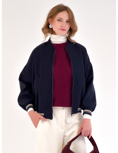 Wool Blend Half Sleeve Sweater