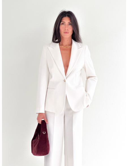 Punto milano stretch palazzo viscose trousers