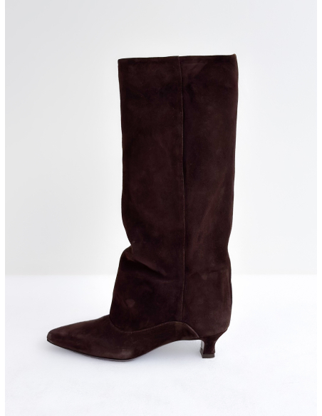 Suede Leather Kitten Boot
