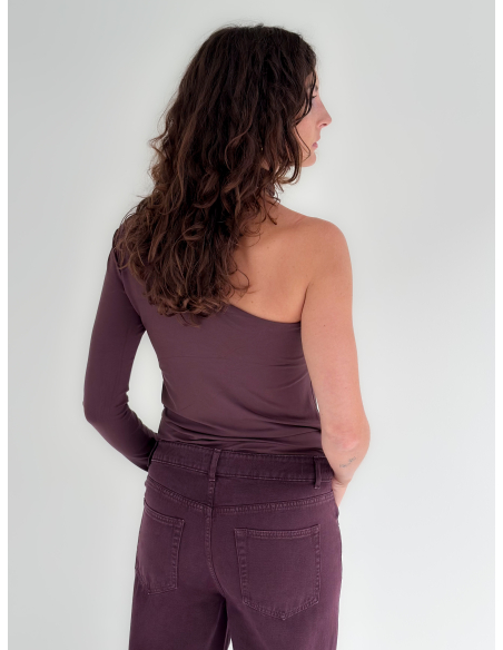 Single shoulder jersey sweater with sash