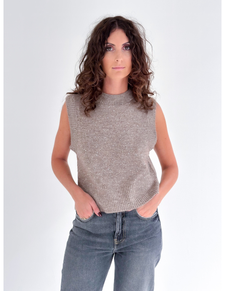 Gilet con applicazioni in paillettes